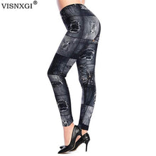 Load image into Gallery viewer, VISNXGI New Woman Fashion Jeans Print Denim Ankle-Length Imitation Skinny Jeans Holes Spandex Straight Slim Jeans Women Leggings