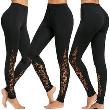 Load image into Gallery viewer, YSDNCHI Lace Skinny Leggings Black Sexy Elegant Sheer Floral Summer Women Gym Push Up Going Out Trousers Fitness Leggings