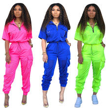 Load image into Gallery viewer, 2019 Neon Green 2 Two Piece Set Tracksuit Women Festival Clothes Plus Size Summer Outfits Top+Pant Sweat Suit Matching Sets
