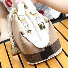 Load image into Gallery viewer, Canvas bag 2020 new fashionable one-shoulder sloping women's bag handbag European and American lady's plaid striped doctor's bag