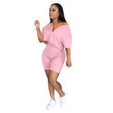 Load image into Gallery viewer, Casual 2 Piece Set Women Tracksuit Summer Outfits Loose Top Biker Shorts Sweat Suits Lounge Wear Two Piece Matching Sets