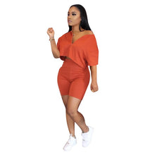 Load image into Gallery viewer, Casual 2 Piece Set Women Tracksuit Summer Outfits Loose Top Biker Shorts Sweat Suits Lounge Wear Two Piece Matching Sets