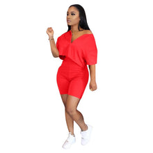 Load image into Gallery viewer, Casual 2 Piece Set Women Tracksuit Summer Outfits Loose Top Biker Shorts Sweat Suits Lounge Wear Two Piece Matching Sets
