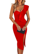 Load image into Gallery viewer, Ocstrade New Arrival 2020 Women One Shoulder Bandage Dress Elegant Ruffles Red Bandage Dress Bodycon Sexy Party Night Club Dress