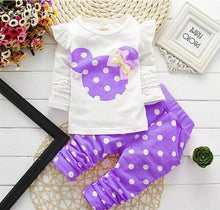 Load image into Gallery viewer, 2020 New Girls Clothing Sets Fashion Style Girls Clothes bowknot Long-Sleeved T-Shirt + Striped Leggings Kids Clothing sets