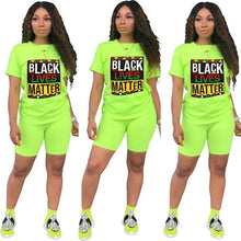 Load image into Gallery viewer, Adogirl Letters Print Women Casual Two Piece Set Tracksuit Short Sleeve T Shirt Top Shorts 2020 Summer Female Fashion Outfits