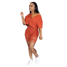 Load image into Gallery viewer, Casual 2 Piece Set Women Tracksuit Summer Outfits Loose Top Biker Shorts Sweat Suits Lounge Wear Two Piece Matching Sets