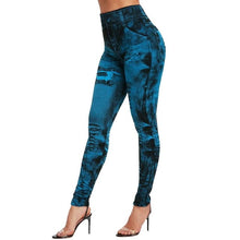Load image into Gallery viewer, 2020 Women Gym Leggings Faux Denim Jeans Leggings Pocket Printing Leggings Casual High Waist Pencil Pants Plus Pants