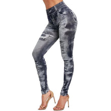 Load image into Gallery viewer, 2020 Women Gym Leggings Faux Denim Jeans Leggings Pocket Printing Leggings Casual High Waist Pencil Pants Plus Pants