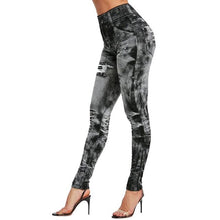 Load image into Gallery viewer, 2020 Women Gym Leggings Faux Denim Jeans Leggings Pocket Printing Leggings Casual High Waist Pencil Pants Plus Pants