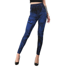 Load image into Gallery viewer, 2020 Women Gym Leggings Faux Denim Jeans Leggings Pocket Printing Leggings Casual High Waist Pencil Pants Plus Pants