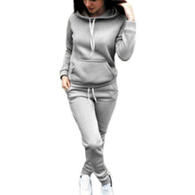 Load image into Gallery viewer, Women 2 Pcs Tracksuit Sports Long Sleeve Sweatshirts Thin Fleece Joggers Suits Running Set Workout Gym Spring Sportswear