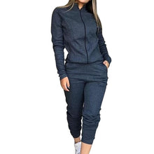 Load image into Gallery viewer, Women 2 Pcs Tracksuit Sports Long Sleeve Sweatshirts Thin Fleece Joggers Suits Running Set Workout Gym Spring Sportswear