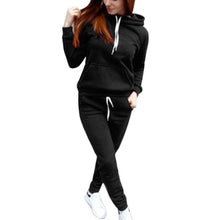 Load image into Gallery viewer, Women 2 Pcs Tracksuit Sports Long Sleeve Sweatshirts Thin Fleece Joggers Suits Running Set Workout Gym Spring Sportswear