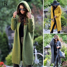 Load image into Gallery viewer, Women's Sweaters Winter 2020 Fashionable Casual Loose Sweater Female Autumn Cardigans Single Breasted Puff Hooded Coat Plus Size