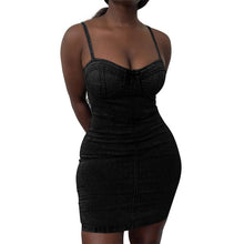 Load image into Gallery viewer, 2020 New Sexy Women Denim Dress For Streetwear Patchwork Sleeveless Backless Solid Lady Summer Bodycon Strapless Mini Dress