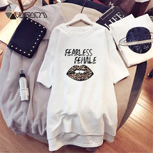 Load image into Gallery viewer, Women Plus Size Dress Summer Short Sleeve Leopard Lips Letter Print Casual Loose Oversize Dresses Harajuku Mini Tshirt Dress