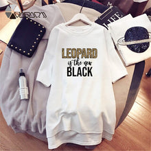 Load image into Gallery viewer, Women Plus Size Dress Summer Short Sleeve Leopard Lips Letter Print Casual Loose Oversize Dresses Harajuku Mini Tshirt Dress