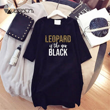 Load image into Gallery viewer, Women Plus Size Dress Summer Short Sleeve Leopard Lips Letter Print Casual Loose Oversize Dresses Harajuku Mini Tshirt Dress