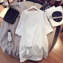 Load image into Gallery viewer, Women Plus Size Dress Summer Short Sleeve Leopard Lips Letter Print Casual Loose Oversize Dresses Harajuku Mini Tshirt Dress