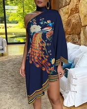 Load image into Gallery viewer, Glitter One Shoulder Scallop Trim Irregular Dress