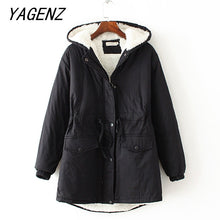 Load image into Gallery viewer, Mid-length Women Winter Hooded Jacket Clothing Loose Warm Thicken Lamb fur Outerwear Large size Female Casual cotton Jacket 4XL