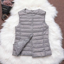 Load image into Gallery viewer, Fitaylor 90% Ultra Light White Duck Down Women Vest Thin Coat Women Duck Down Sleeveless Jacket V Collar Or O Collar Coat