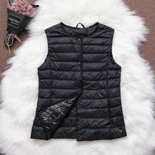 Load image into Gallery viewer, Fitaylor 90% Ultra Light White Duck Down Women Vest Thin Coat Women Duck Down Sleeveless Jacket V Collar Or O Collar Coat