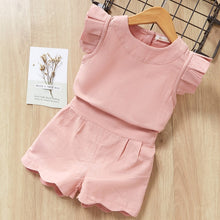 Load image into Gallery viewer, New Summer Girls Clothing Sets Fashion with flowers Sleeveless T-shirt printed shorts outfits 2Pcs Casual Kids Clothing Sets

