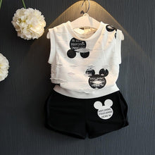 Load image into Gallery viewer, New Summer Girls Clothing Sets Fashion with flowers Sleeveless T-shirt printed shorts outfits 2Pcs Casual Kids Clothing Sets
