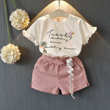 Load image into Gallery viewer, New Summer Girls Clothing Sets Fashion with flowers Sleeveless T-shirt printed shorts outfits 2Pcs Casual Kids Clothing Sets
