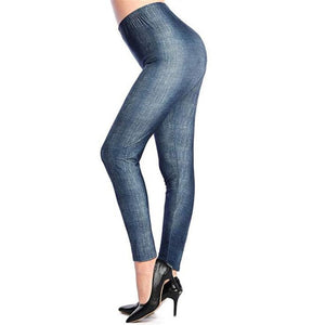 VISNXGI New Woman Fashion Jeans Print Denim Ankle-Length Imitation Skinny Jeans Holes Spandex Straight Slim Jeans Women Leggings