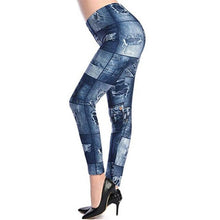 Load image into Gallery viewer, VISNXGI New Woman Fashion Jeans Print Denim Ankle-Length Imitation Skinny Jeans Holes Spandex Straight Slim Jeans Women Leggings
