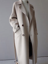 Load image into Gallery viewer, Winter Coat Women Wide Lapel Belt Pocket Wool Blend Coat Oversize Long Trench Coat Outwear Wool Coat Women
