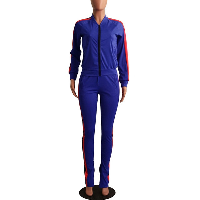 TWO PIECE SET Women Clothing Tracksuit Striped Top Pants Casual Sweat Suit Sportswear Long Sleeve 2 Piece Set Plus Size Autumn