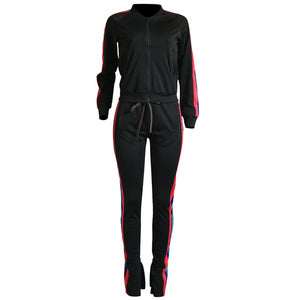 TWO PIECE SET Women Clothing Tracksuit Striped Top Pants Casual Sweat Suit Sportswear Long Sleeve 2 Piece Set Plus Size Autumn