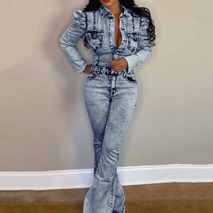Fashion Womens Casual Long Sleeves Jeans Rompers Female High Waist Jean Demin Jumpsuits Romper Overall Playsuit 2020