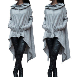 Womens Loose Long Hoodie Fleece Tunic Tops Lady Pullover Hooded Sweatshirt Oversized Asymmetrical Jumper Baggy Sweatshirt