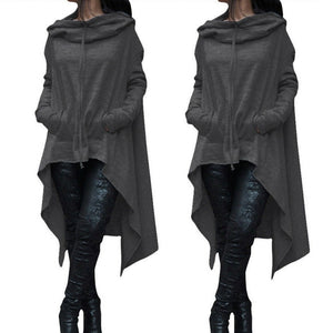 Womens Loose Long Hoodie Fleece Tunic Tops Lady Pullover Hooded Sweatshirt Oversized Asymmetrical Jumper Baggy Sweatshirt