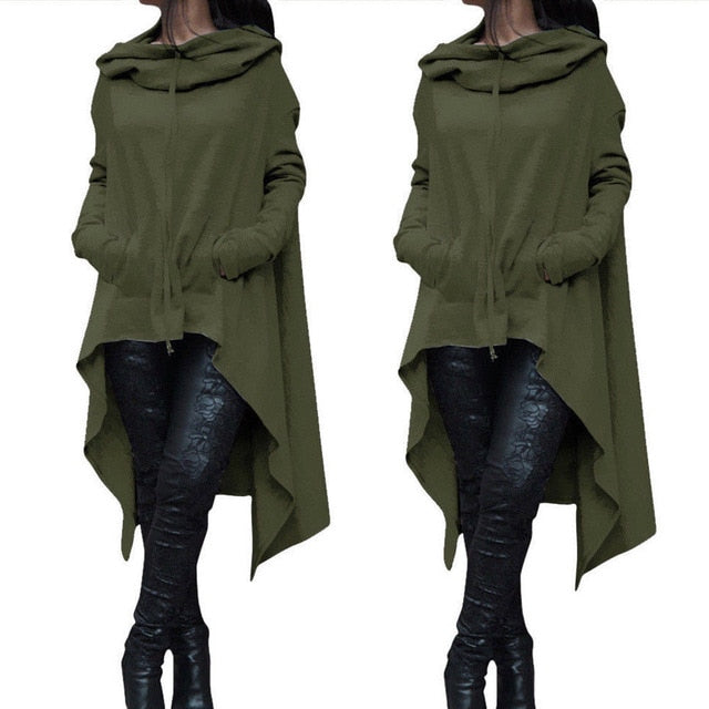 Womens Loose Long Hoodie Fleece Tunic Tops Lady Pullover Hooded Sweatshirt Oversized Asymmetrical Jumper Baggy Sweatshirt