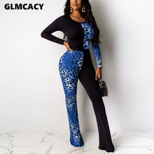 Load image into Gallery viewer, Women Leopard Printed Long Sleeve Bodycon Jumpsuit Wide Leg Stretch Chic Sexy &amp; Club Streetwear Skinny Female Overall

