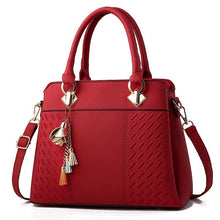 Load image into Gallery viewer, Fashion Women Handbags Tassel PU Leather Totes Bag Top-handle Embroidery Crossbody Bag Shoulder Bag Lady Simple Style Hand Bags
