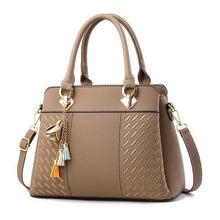 Load image into Gallery viewer, Fashion Women Handbags Tassel PU Leather Totes Bag Top-handle Embroidery Crossbody Bag Shoulder Bag Lady Simple Style Hand Bags
