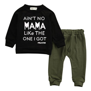 Pudcoco US Stock Newborn Toddler Infant Baby Boys Clothes Long Sleeve Mama Sweatshirt Top +Pants 2pcs Outfits Kids Clothing Set