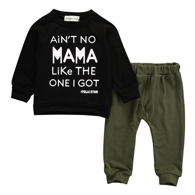 Pudcoco US Stock Newborn Toddler Infant Baby Boys Clothes Long Sleeve Mama Sweatshirt Top +Pants 2pcs Outfits Kids Clothing Set