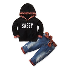Load image into Gallery viewer, 2019 2PCS Outfit Children Suit Fashion Toddler Kids Girls Clothing Set Hooded Sweatshirts Tops+Jean Denim Pant Leopard Decor D20
