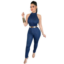 Load image into Gallery viewer, Wjustforu 2019 Sexy Demin Jumpsuit Female Fashion Summer Sleeveless Bodycon Jumpsuit Female Casual Elegant Bodysuit Female Slim
