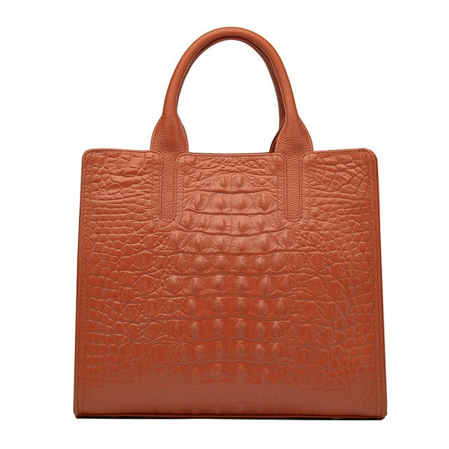 Top Layer Cowhide Lady's Handbag Crocodile Pattern Shoulder Bag High end Women Crossbody Bag Big Capacity Travel Bag