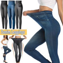 Load image into Gallery viewer, Women High Waist Spring Autumn Fashion Jeans Denim Design Leggings Pants Ladies Imitation Jeans Women&#39;s Plus Size Leggings
