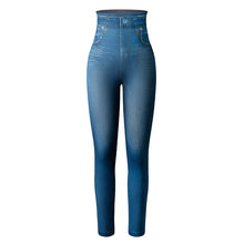 Load image into Gallery viewer, Women High Waist Spring Autumn Fashion Jeans Denim Design Leggings Pants Ladies Imitation Jeans Women&#39;s Plus Size Leggings
